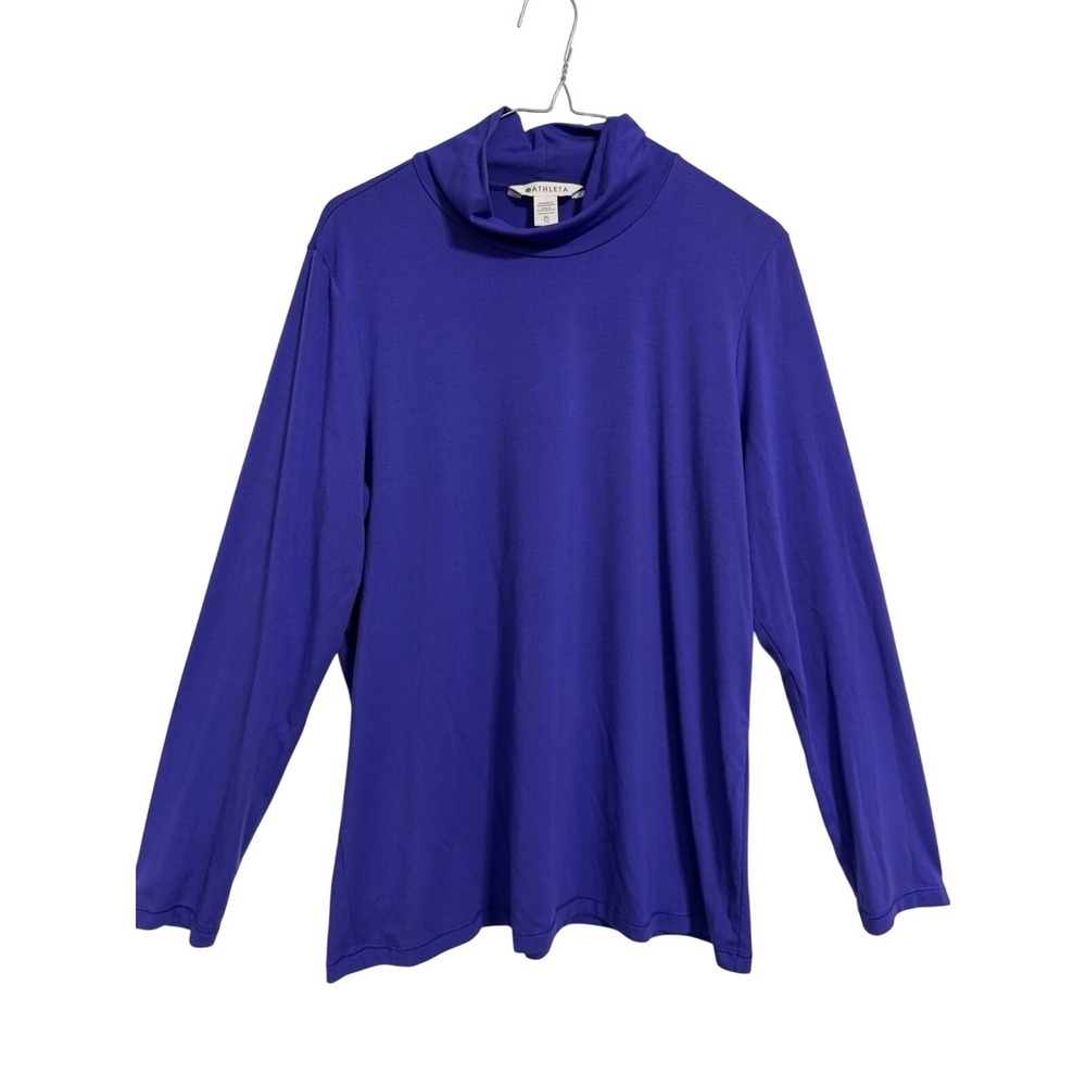 Athleta Womens XL Purple Mock Neck Long Sleeve Activewear Top Soft Knit Layering